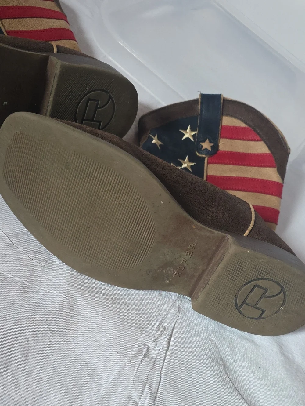 Roper Men's American Patriot Faux Leather Square Toe Boots 9.5